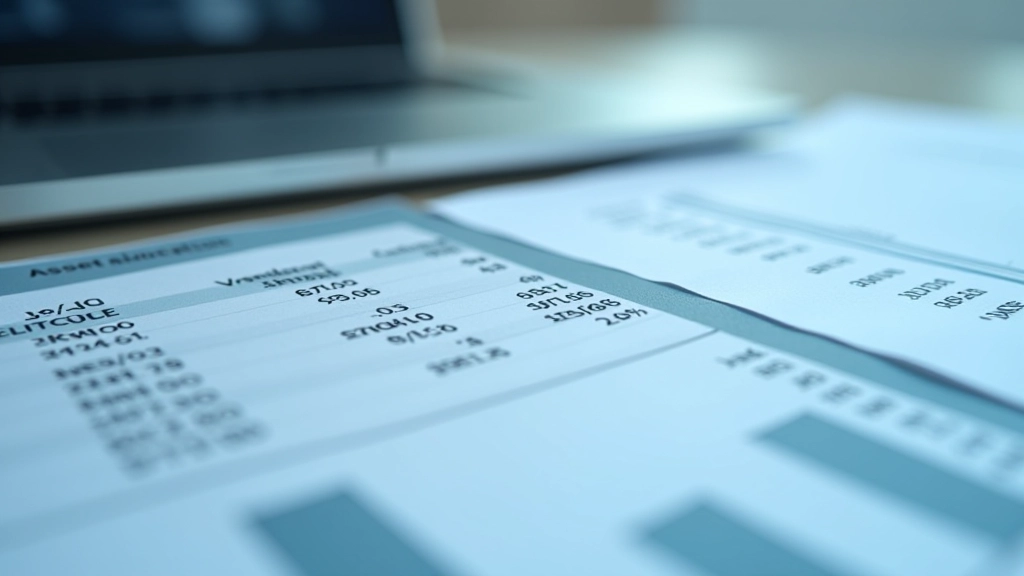 Close-up of investment portfolio spreadsheet with columns showing different asset types and percentages on a laptop screen