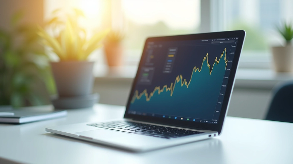 Laptop screen displaying equity and fixed income allocation chart with growth and stability comparison